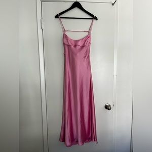 Viral Zara Baby Satin Pink Slip Midi Dress